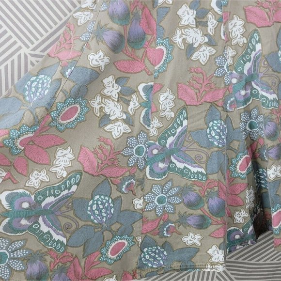 Vintage Circle Skirt Size Small long midi Floral Moth Cottagecore Elastic Waist - Picture 4 of 7